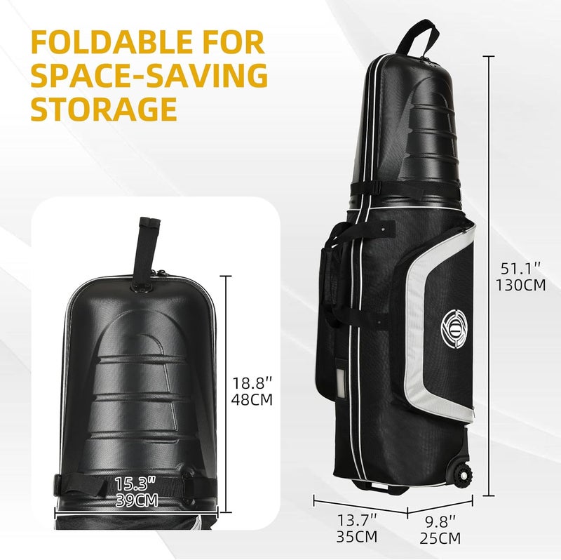 Shopsource Golf Travel Bag for Airlines with Wheels and ABS Hard Case Top, 1680D Heavy Duty Oxford Golf Travel Cover Case, Protect Golf Clubs, Lightweight and Easy to Maneuver - Image 3
